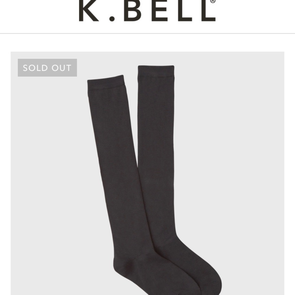 K Bell Black Knee High Cotton Socks 🖤
